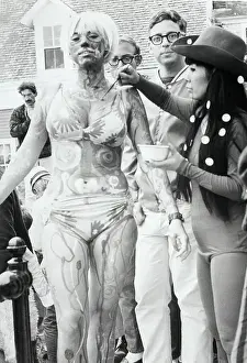 Hippie Having Body Painted