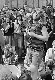 Hippie Prints: Hippie Singing at Detroit Love-In