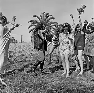 Flower Children Prints: Hippies Dance In A Field