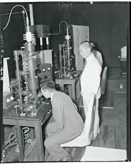 Hirohito Prints: Hirohito Looking through Microscope