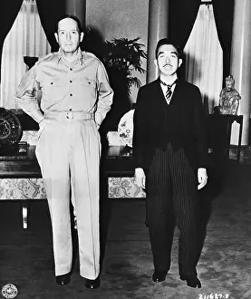 Hirohito Prints: Hirohito and MacArthur Meet in the US Embassy in Tokyo