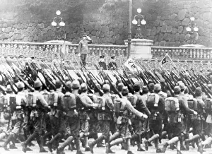 Hirohito Prints: Hirohito Reviewing Troops