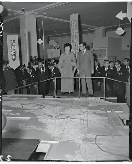 Hirohito Prints: Hirohito and Wife Viewing Map