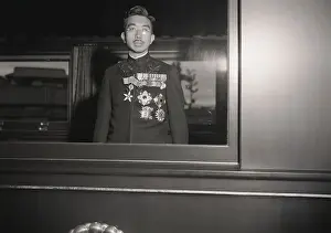 Hirohito Prints: Hirohito At Window Of Private Train Car
