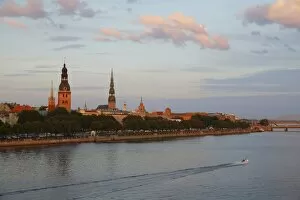 Images Dated 1st August 2014: Historic centre with the banks of the Daugava River, Riga Cathedral, St. Peters Church