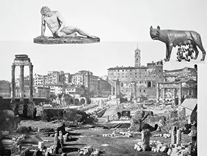 Archeological Prints: Historic photo (ca 1880) of the ruins of the Forum