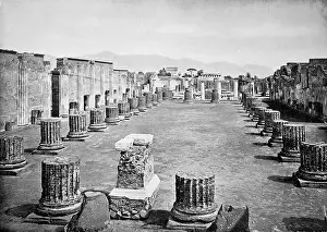 Historic photo (ca 1880) of the ruins of Pompeii, the Basilica, Italy, Historic, digitally restored reproduction of a 19th century original, exact original date unknown