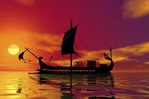 Ingeborg Knol Photography Gallery: Historic sailboat, sunset, 3D graphics