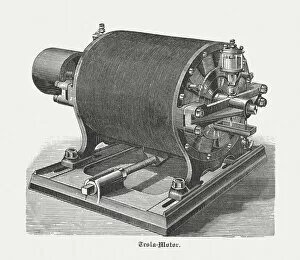 Images Dated 9th March 2018: Historic Tesla motor with 12 Poles, wood engraving, published 1898