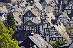 Historic town centre, Alter Flecken with half-timbered houses, Freudenberg, Siegerland region, North Rhine-Westphalia, Germany