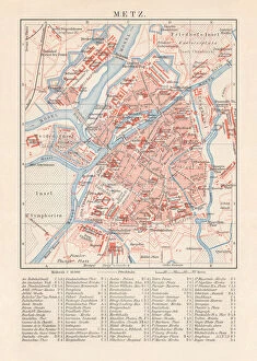 Images Dated 25th October 2018: Historical city map of Metz, France, lithograph, published in 1897