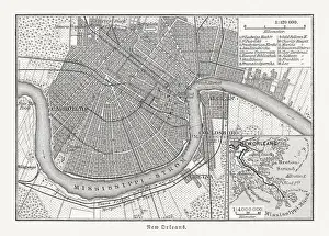 Historical city map of New Orleans, Louisiana, USA, published 1897