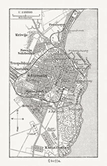 Images Dated 29th November 2018: Historical city map of Odessa, Ukraine, wood engraving, published 1897