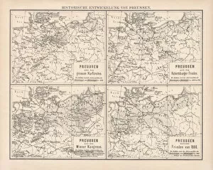 Images Dated 16th June 2015: Historical development of Prussia, lithograph, published in 1878
