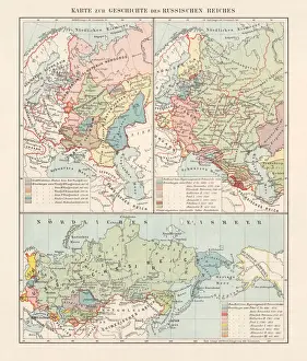 Historical development of the Russian Empire (15th-19th century), lithograph, 1897