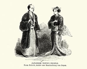 Images Dated 20th August 2018: Historical fashions, Man and Woman of Japan, 19th Century