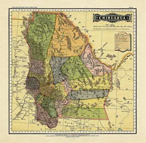 Prints of Historical Map of the Country of Mexico, Published in 1885. Copyright has expired on this artwork. Digitally restored. Estados Unidos Mexicanos, Chihuahua Journey Through Time: Discover Extraordinary Historical Maps and Plans: Historical Map of the Country of Mexico