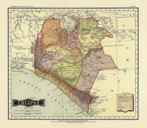 Prints of Historical Map of the Country of Mexico, Published in 1885. Copyright has expired on this artwork. Digitally restored. Estados Unidos Mexicanos, Chiapas Journey Through Time: Discover Extraordinary Historical Maps and Plans: Historical Map of the Country of Mexico