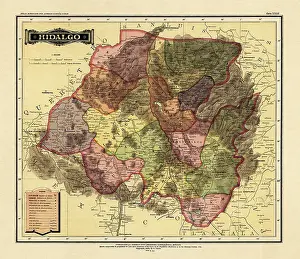 Prints of Historical Map of the Country of Mexico, Published in 1885. Copyright has expired on this artwork. Digitally restored. Estados Unidos Mexicanos, Hidalgo Journey Through Time: Discover Extraordinary Historical Maps and Plans: Historical Map of the Country of Mexico