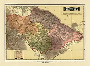 Prints of Historical Map of the Country of Mexico, Published in 1885. Copyright has expired on this artwork. Digitally restored. Estados Unidos Mexicanos, Tlaxcala Journey Through Time: Discover Extraordinary Historical Maps and Plans: Historical Map of the Country of Mexico
