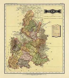 Prints of Historical Map of the Country of Mexico, Published in 1885. Copyright has expired on this artwork. Digitally restored. Estados Unidos Mexicanos, Puebla Journey Through Time: Discover Extraordinary Historical Maps and Plans: Historical Map of the Country of Mexico