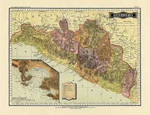 Prints of Historical Map of the Country of Mexico, Published in 1885. Copyright has expired on this artwork. Digitally restored. Estados Unidos Mexicanos, Guerrero Journey Through Time: Discover Extraordinary Historical Maps and Plans: Historical Map of the Country of Mexico