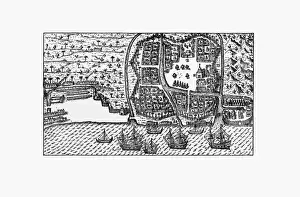 Guidance Prints: Historical Map of Dutch Navigators Expedition to Portugal Illustration