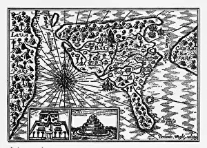 Sailing Ship Gallery: Historical Map of Dutch Navigators Island of Bali Illustration