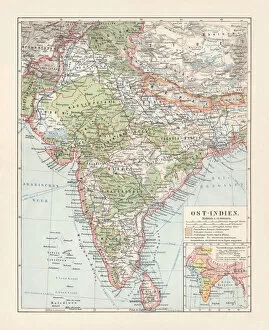 Images Dated 29th November 2018: Historical map of East India, lithograph, published in 1897