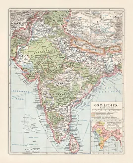 Images Dated 29th November 2018: Historical map of East India, lithograph, published in 1897