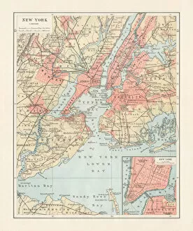 Images Dated 24th October 2018: Historical map of New York City, USA, lithograph, published 1897