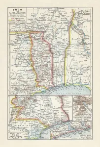 Colonialism Prints: Historical map of Togo during the German colonial period (1884-1916)
