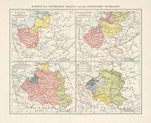 Images Dated 15th November 2018: Historical maps of Poland, Prussia, Lithuania and Western Russia