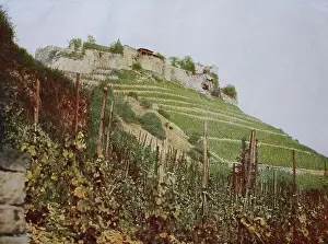 Fortification Prints: Historical photo from around 1880 of Ebernburg Castle in the Rhine Palatinate