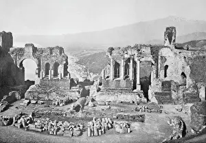 Amphitheatre Prints: Historical photo (ca 1880) of the Teatro Greco