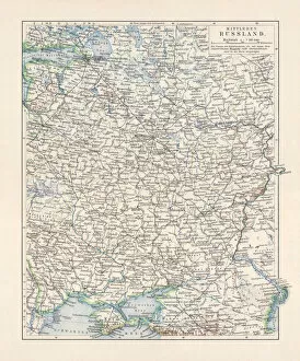 Images Dated 14th December 2018: Historical topographic map of European Russia, center, lithograph, published 1897