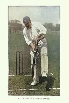 Prints of History of Cricket, Batsman playing under-leg stroke, 19th Century vintage photograph, Victorian sports, William Lloyd Murdoch Digital Vision Vector Prints: History of Cricket, Batsman playing under-leg stroke