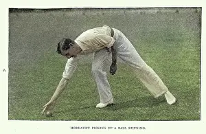 Prints of History of Cricket, Fielder picking up the ball, 19th Century vintage photograph, Victorian sports Digital Vision Vector Prints: History of Cricket, Fielder picking up the ball