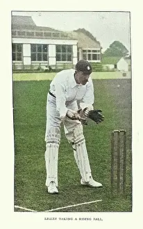 History of Cricket, Wicketkeeper at the wicket, 19th Century vintage photograph, Victorian sports, Arthur Frederick Augustus Lilley