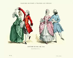 Traditional Collection: History of Fashion, French ballroom costumes, 1762