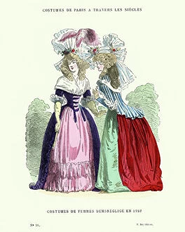 Images Dated 29th May 2017: History of Fashion, Womens costumes of the late 18th Century