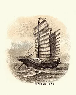 Images Dated 27th July 2017: History of Ships - Trading Junk, 19th Century