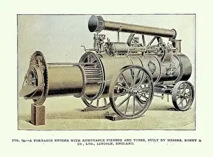 Prints of History of Steam engine, Industrial Revolution, Traction engine with removable firebox and tubes, Victorian, 19th Century, Vintage photograph, Robey and Co, Lincoln Digital Vision Vector Prints: History of Steam engine, Industrial Revolution