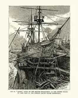 HMS (His Or Her Majesty's Ships) Prints: HMS Alert (1856) in dry dock, 1884