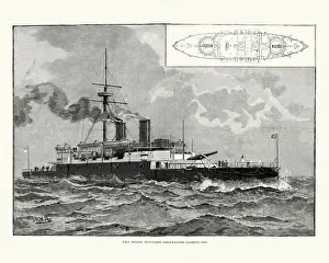 Britis Prints: HMS Benbow Admiral class battleship of the British Royal Navy