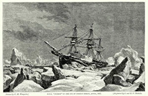 Images Dated 9th July 2015: HMS Terror frozen in the ice, 1837
