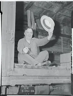 Candidate Prints: Hobo Candidate Ernest Albright Arriving on Train