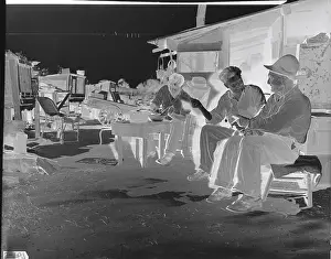 Santa Barbara Prints: Hobos Conversing Outside Shanty