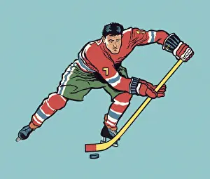 Stick Plant Part Prints: Hockey Player