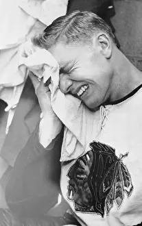 Hockey Player Bobby Hull Holding Ice on Eye